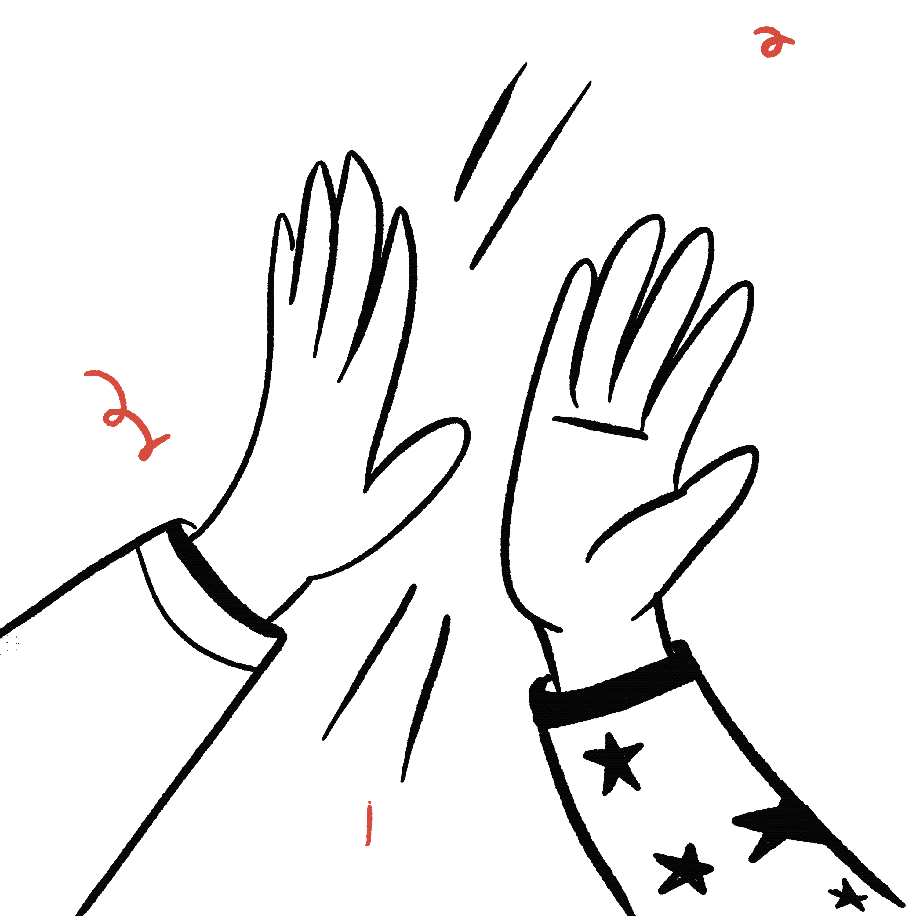 Celebratory high five illustration.